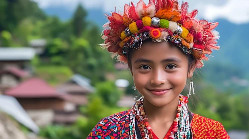 Child Portrait with Cultural Headdress