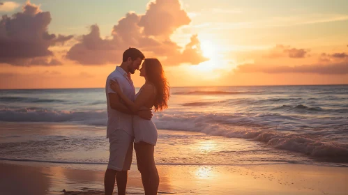 Seaside Sunset Romance: A Couple's Moment