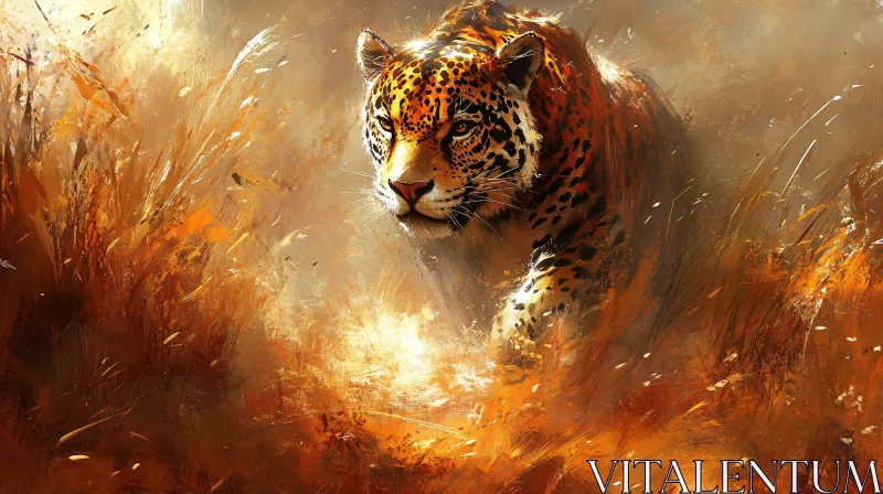 AI ART Artistic Jaguar in Grassland