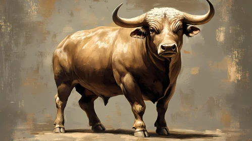 Bull Art in Neutral Hues