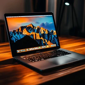 Modern Laptop Displaying Scenic Mountain Image