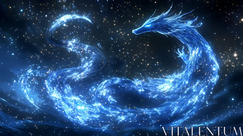 Azure Dragon Among the Stars AI Image