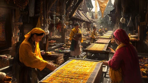 Weaving Tradition in a Bustling Market