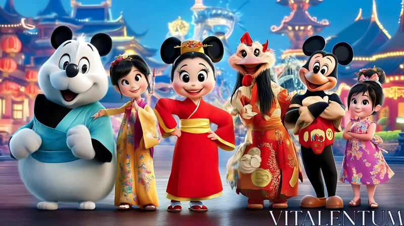 AI ART Cartoon Characters in Chinese Traditional Clothing