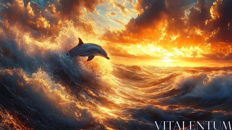 AI ART Dolphin Soars Over Sunlit Ocean