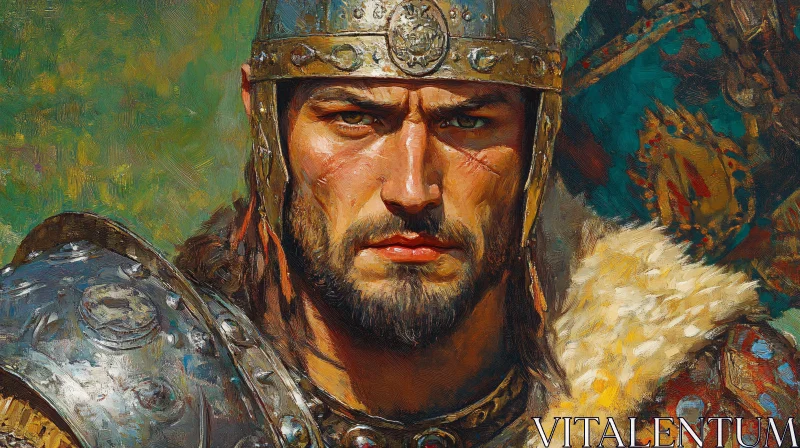 AI ART Intense Gaze of a Medieval Knight