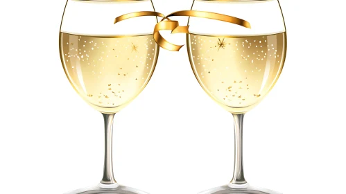 Golden Celebration with Champagne Glasses