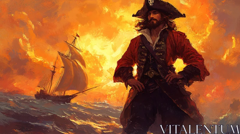 AI ART A Pirate's Fiery Voyage