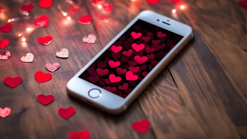 Love Celebration with Hearts and Phone