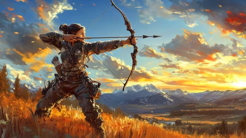 Female Archer at Golden Hour