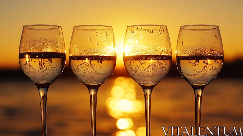 AI ART Golden Hour Wine Glasses