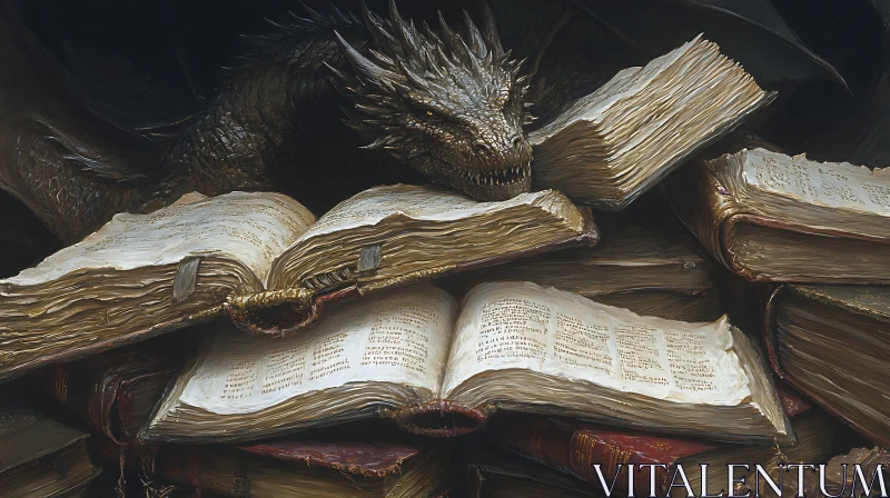 AI ART The Dragon's Hoard: A Literary Treasure