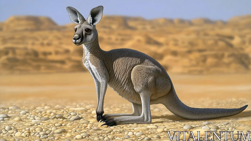 Kangaroo Desert Scene AI Image