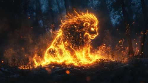 Burning Lion Portrait