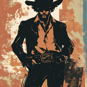 Silhouette of Cowboy with Hat