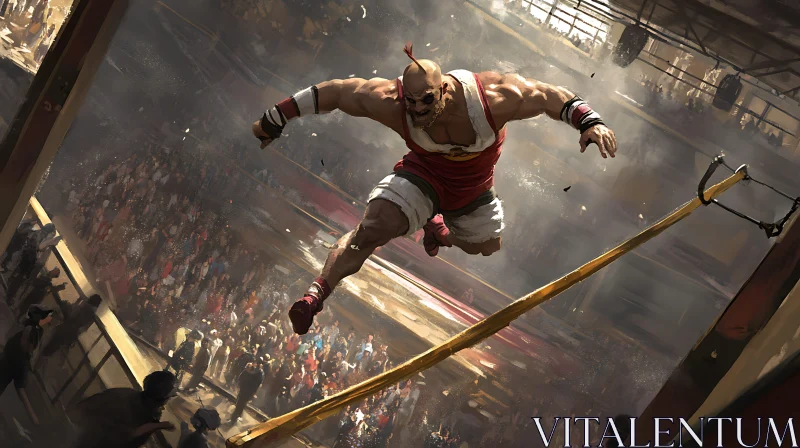 AI ART Mid-Air Wrestler: A Moment of Athleticism