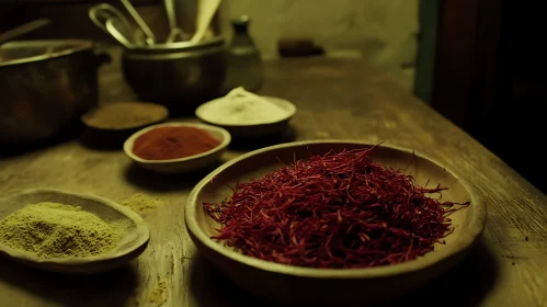 Spices in Wooden Bowls