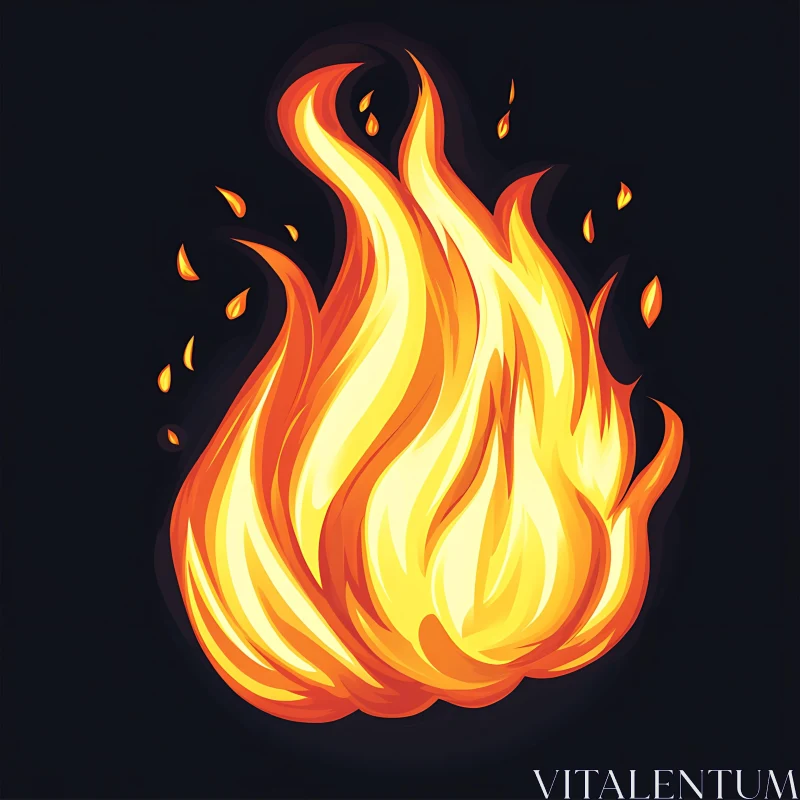 Animated Fire Illustration on Dark Background AI Image