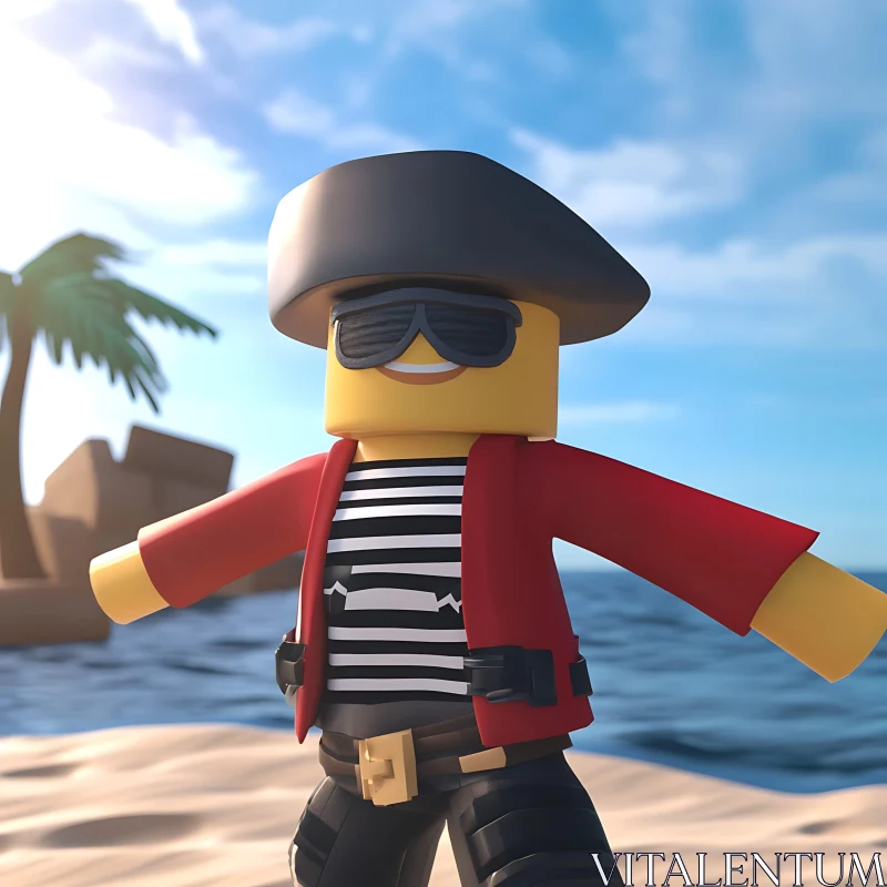 AI ART Lego Pirate on Tropical Beach