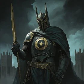 Dark Knight Sentinel: Fantasy Warrior Image