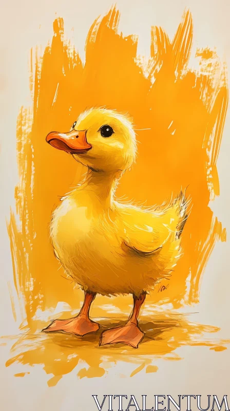 Charming Yellow Duckling Art AI Image