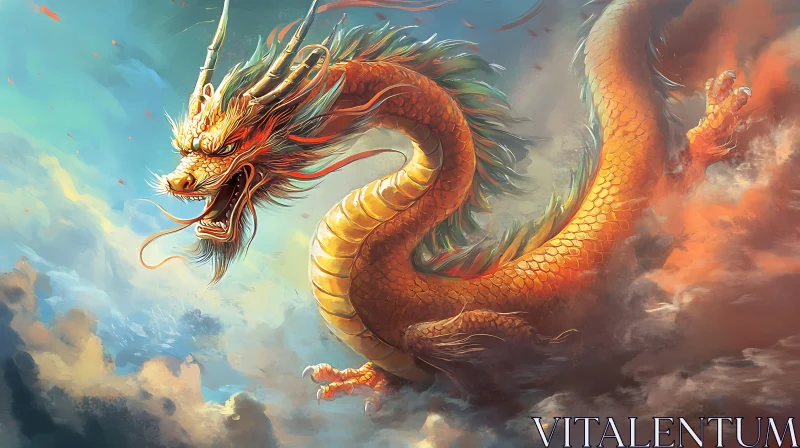 AI ART Mythical Dragon in the Clouds