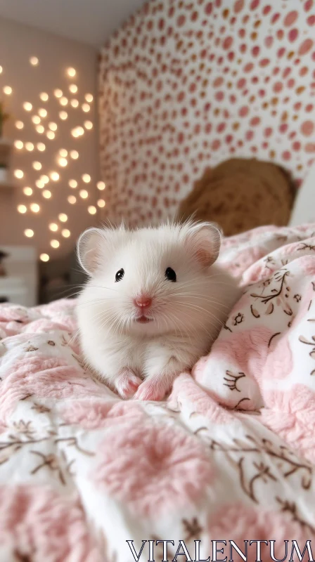 Fluffy Hamster Relaxing in Soft Surroundings AI Image