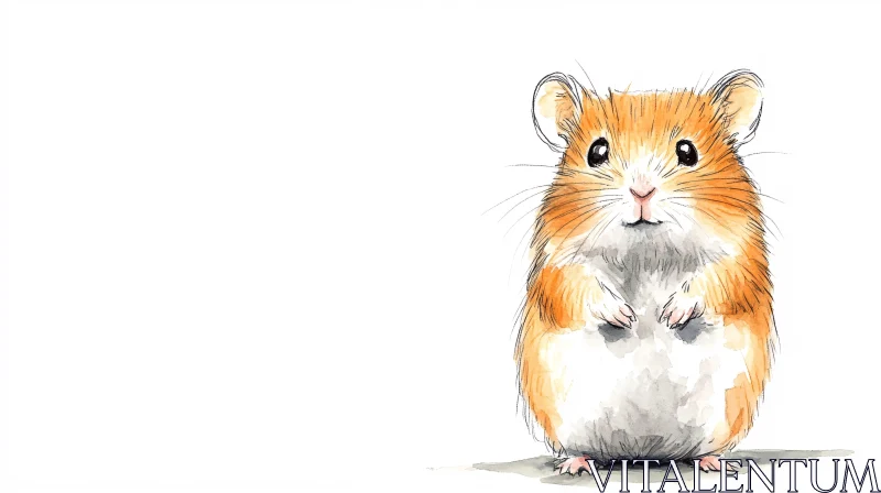 AI ART Adorable Hamster Watercolor