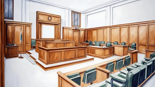 Courtroom Design Sketch: Justice Interior