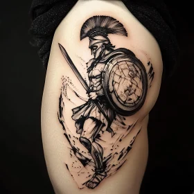 Black Ink Spartan Tattoo Design