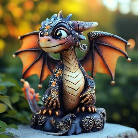 Whimsical Dragon Sculpture on Decorative Base