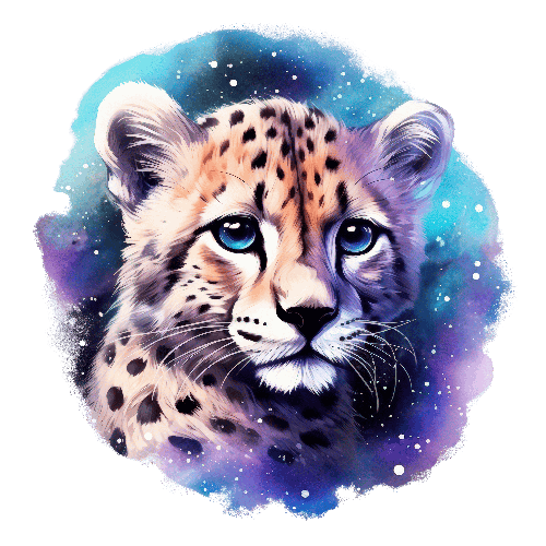 Charming Cheetah Cub Digital Painting - Perfect for Children's Spaces POD Design