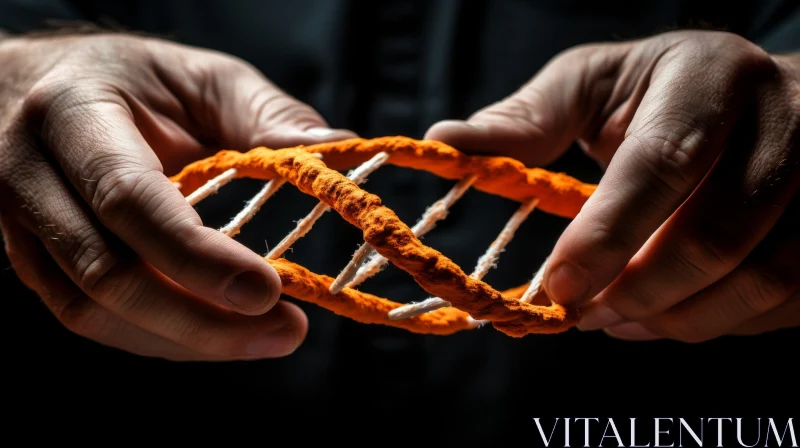 Delicate Orange DNA Strand: A Mythic Storytelling of Raw Texture AI Image