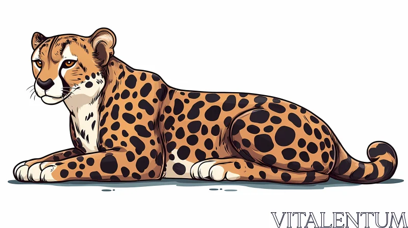 Illustrated Spotted Big Cat AI Image