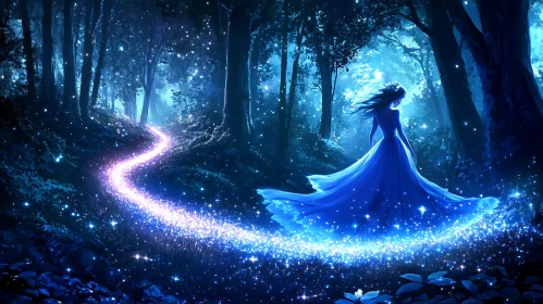 Mystical Woman in the Glowing Forest