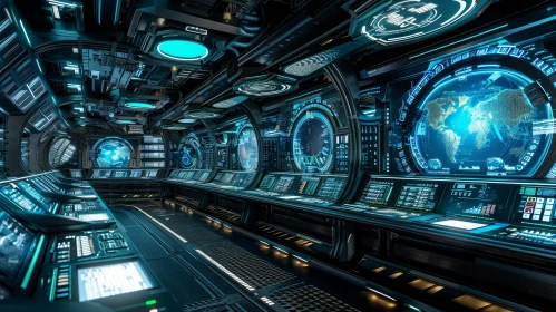 Futuristic Digital Space Station Interior | Realistic Marine Painting