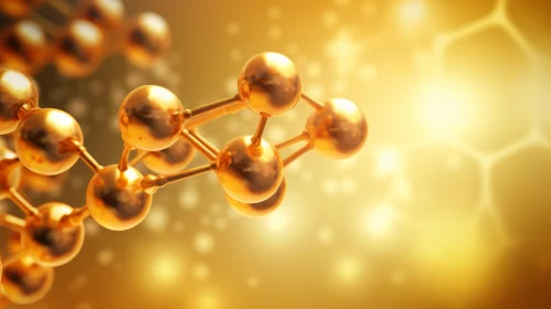 Golden Molecular Structure on Captivating Background | UHD Image