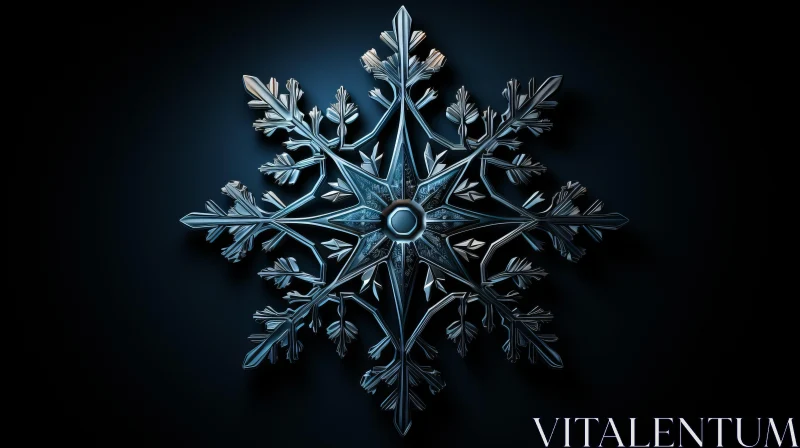 Metal Snowflake on Black Background: A Photorealistic Still Life AI Image