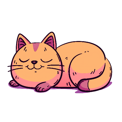 Vector Illustration of a Peaceful Sleeping Cartoon Cat POD Design