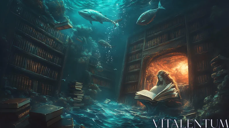 AI ART Aquatic Library: A Surreal Reading Experience