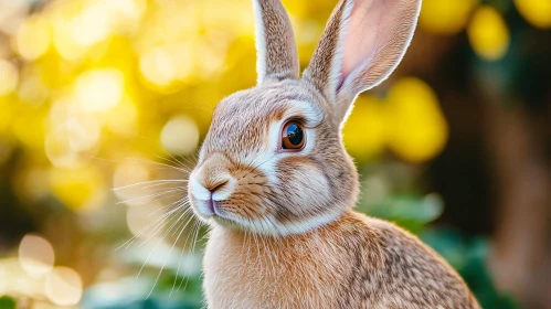Inquisitive Bunny Amid Sunlit Foliage