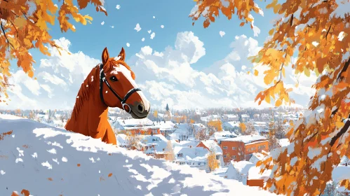 Autumn Serenity with Horse