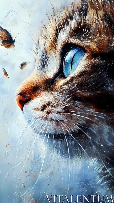 AI ART Curious Cat with Butterfly