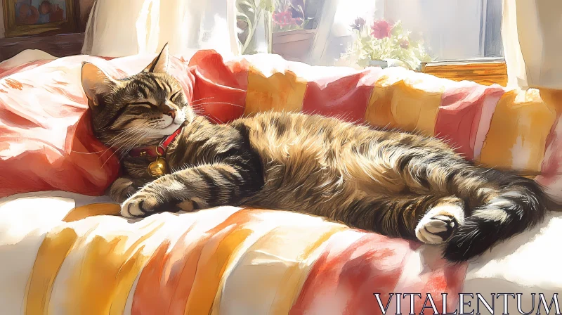 Sunkissed Relaxing Cat AI Image