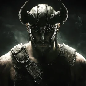 Horned Helmet Warrior Portrait