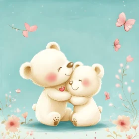 Charming Bears in Loving Embrace Artwork