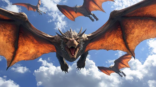 Dragons in Flight: A Fantasy Scene