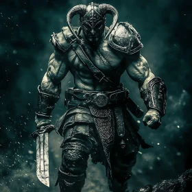 Horned Helmet Warrior with Sword