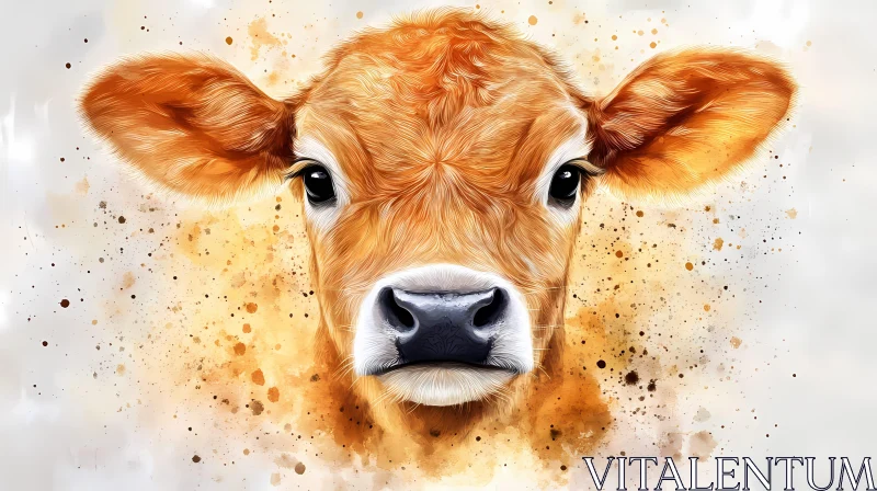 Colorful Cow Portrait Art AI Image