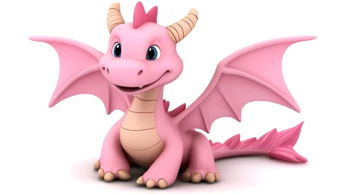 Adorable Cartoon Dragon with Pink Scales